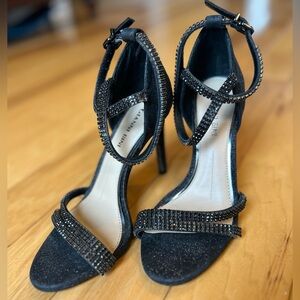 Gianni Bini Black Crystal Ankle-Strap Stiletto Sandals